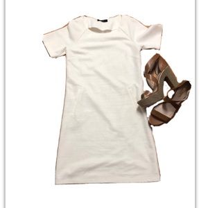 Brass off white sheath dress